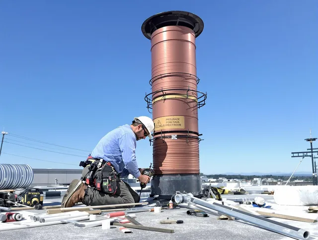 Installed chimney liner by Wilmington Chimney Sweep in Wilmington, MA