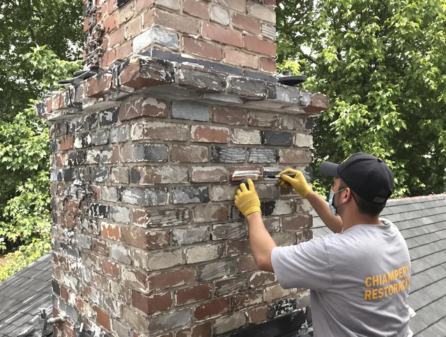 In-progress chimney restoration by Wilmington Chimney Sweep in Wilmington, MA