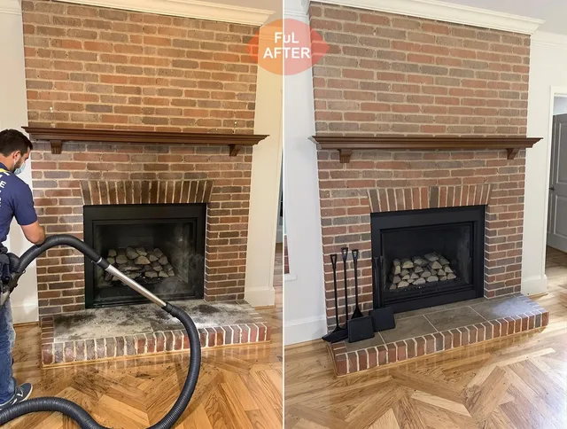 Wilmington Chimney Sweep carefully sanitizing a fireplace in Wilmington, MA