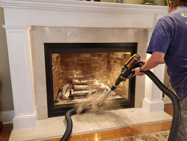 Fireplace cleaning performed by Wilmington Chimney Sweep in Wilmington, MA