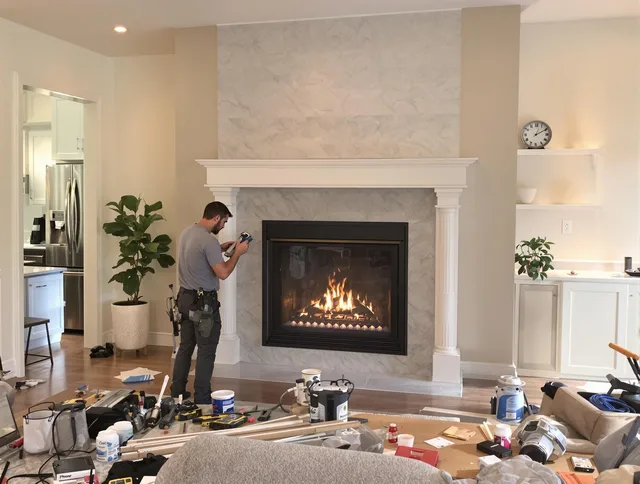 Newly installed fireplace by Wilmington Chimney Sweep in Wilmington, MA